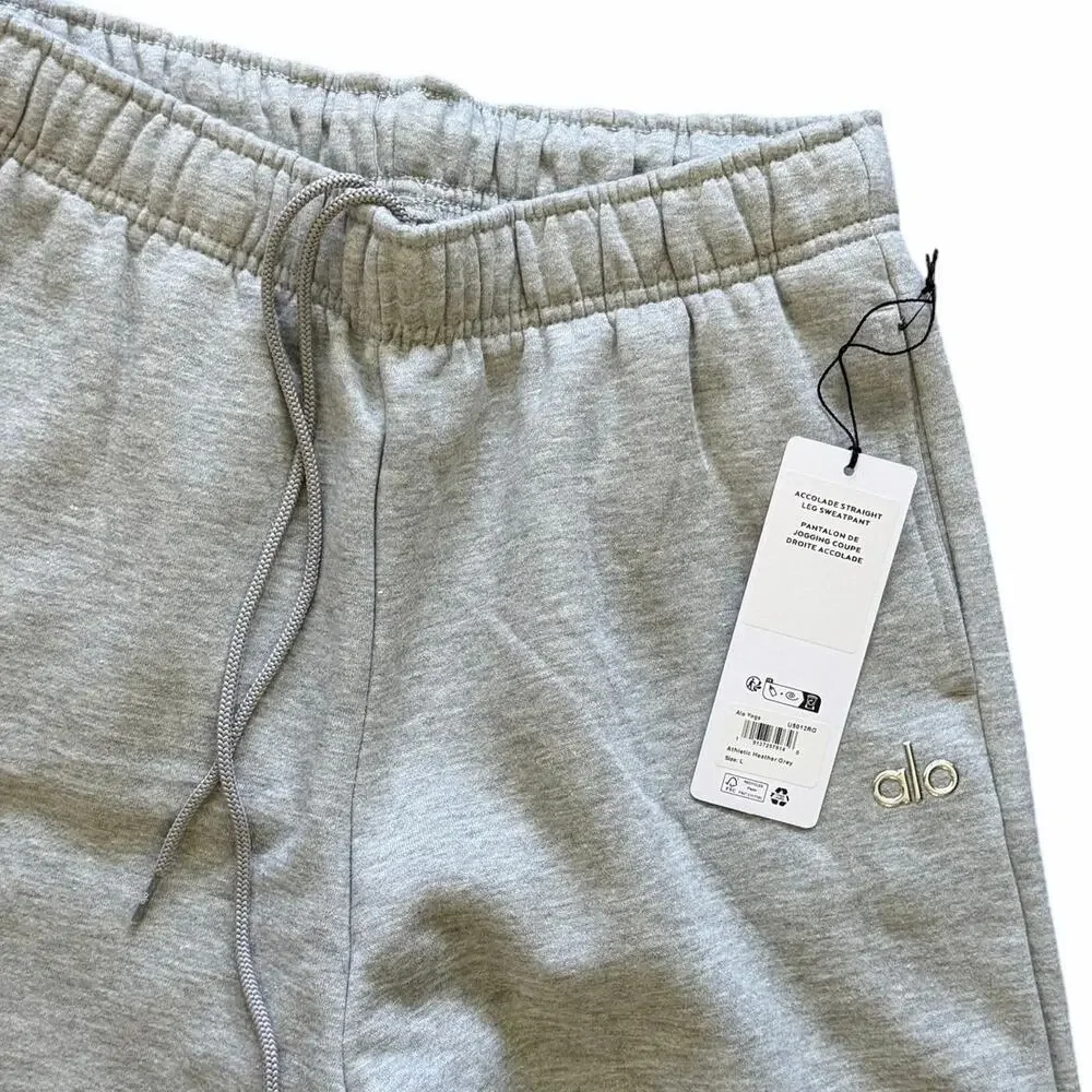Alo Yoga Accolade Hoodie Sweatpants Set Athletic Heather Grey Large NWT
